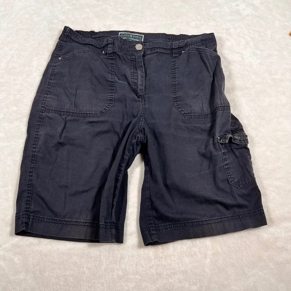 Karen Scott Cargo Shorts Elastic‎ Waist Casual Comfort Pockets Size 8
